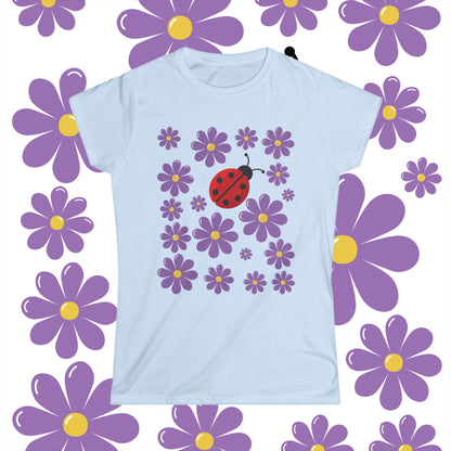 Ladybug, flowers, Women's Softstyle Tee