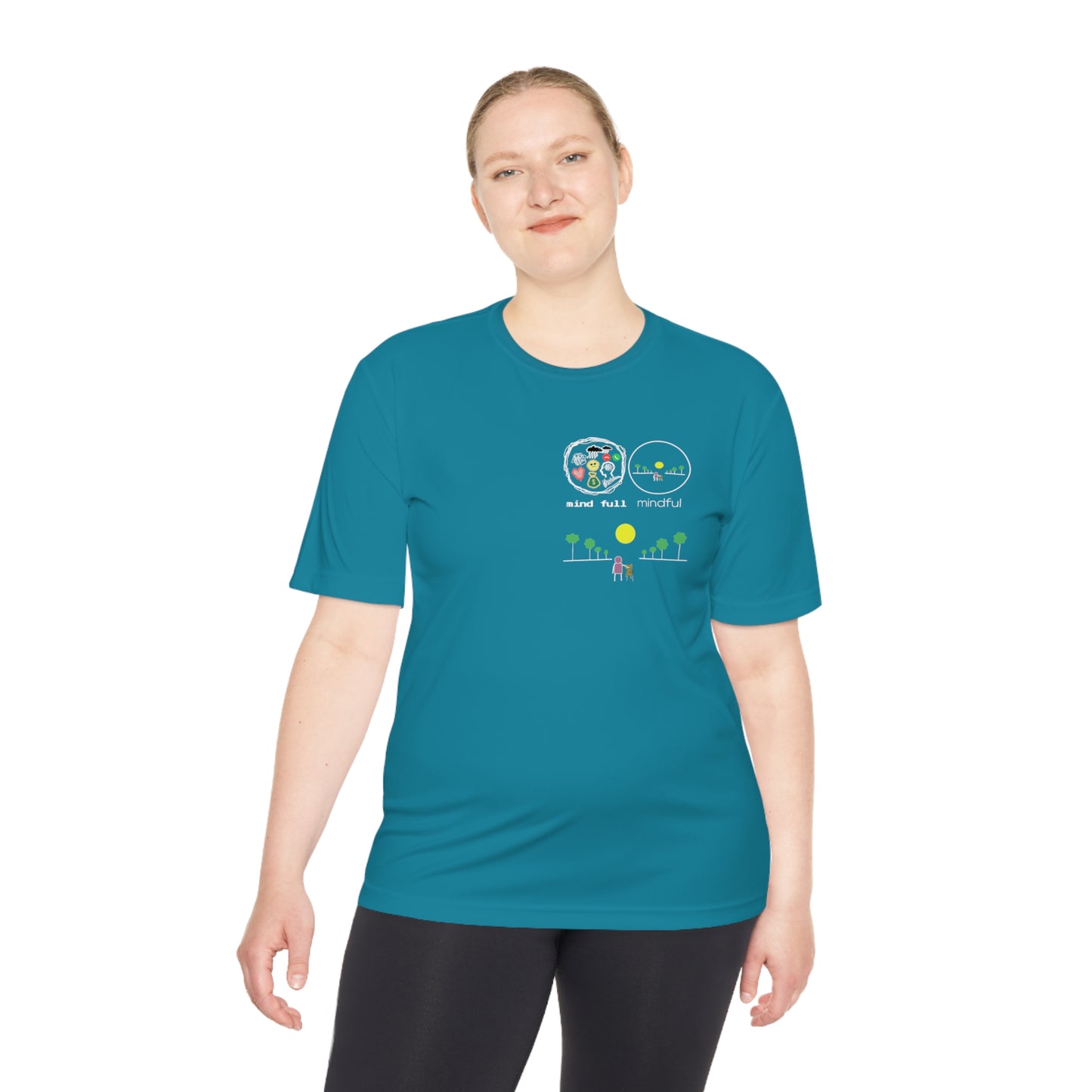 Athletic Moisture-Wicking Mindfulness T-Shirt – the perfect blend of performance and peace. This innovative t-shirt is designed for those who seek to stay active while embracing mindfulness.