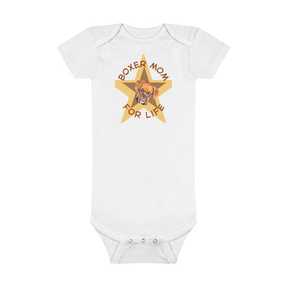 Pawsitively Perfect: Boxer Dog Mom for Life Bodysuit! Baby Short Sleeve Onesie®