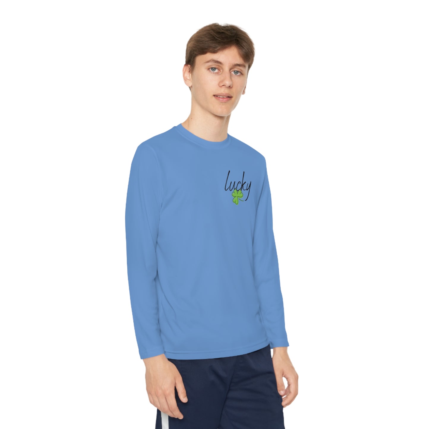 Lucky Youth Long Sleeve Competitor Tee. A top performer for any active youngster, PosiCharge technology, lightweight, breathable fabric and moisture-wicking capabilities