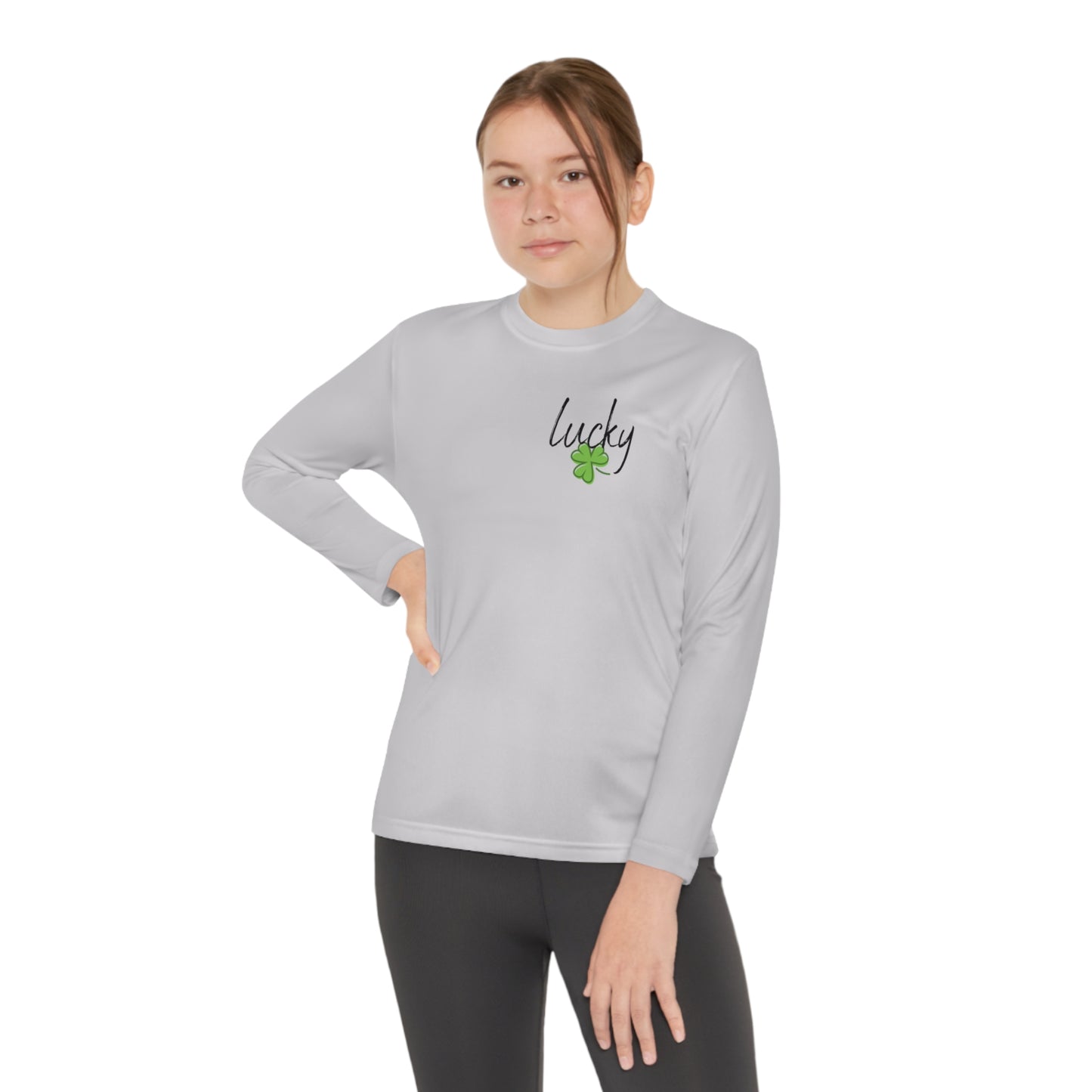 Lucky Youth Long Sleeve Competitor Tee. A top performer for any active youngster, PosiCharge technology, lightweight, breathable fabric and moisture-wicking capabilities