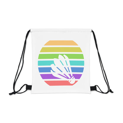 Retro Sun Badminton Drawstring Bag, Gym Bag, Yoga Bag, Workout Bag, Cinch Bag, Clothes Bag