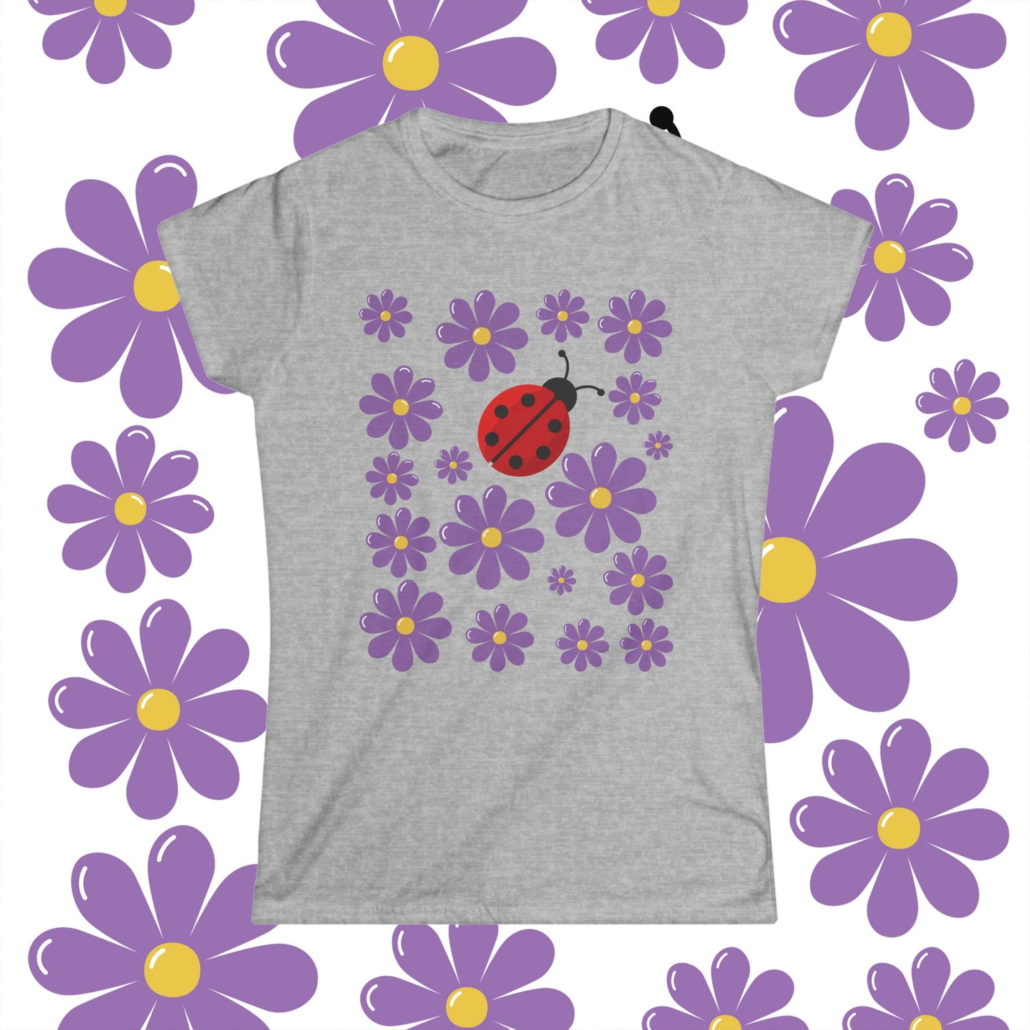 Ladybug, flowers, Women's Softstyle Tee