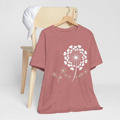 Dandelion Love, Heart, Spring Short Sleeve Tee