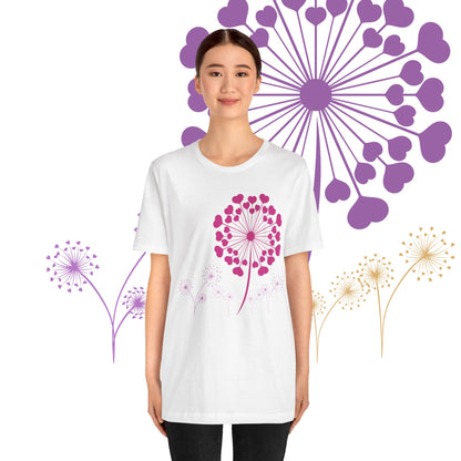 Dandelion Love, Heart, Spring Short Sleeve Tee