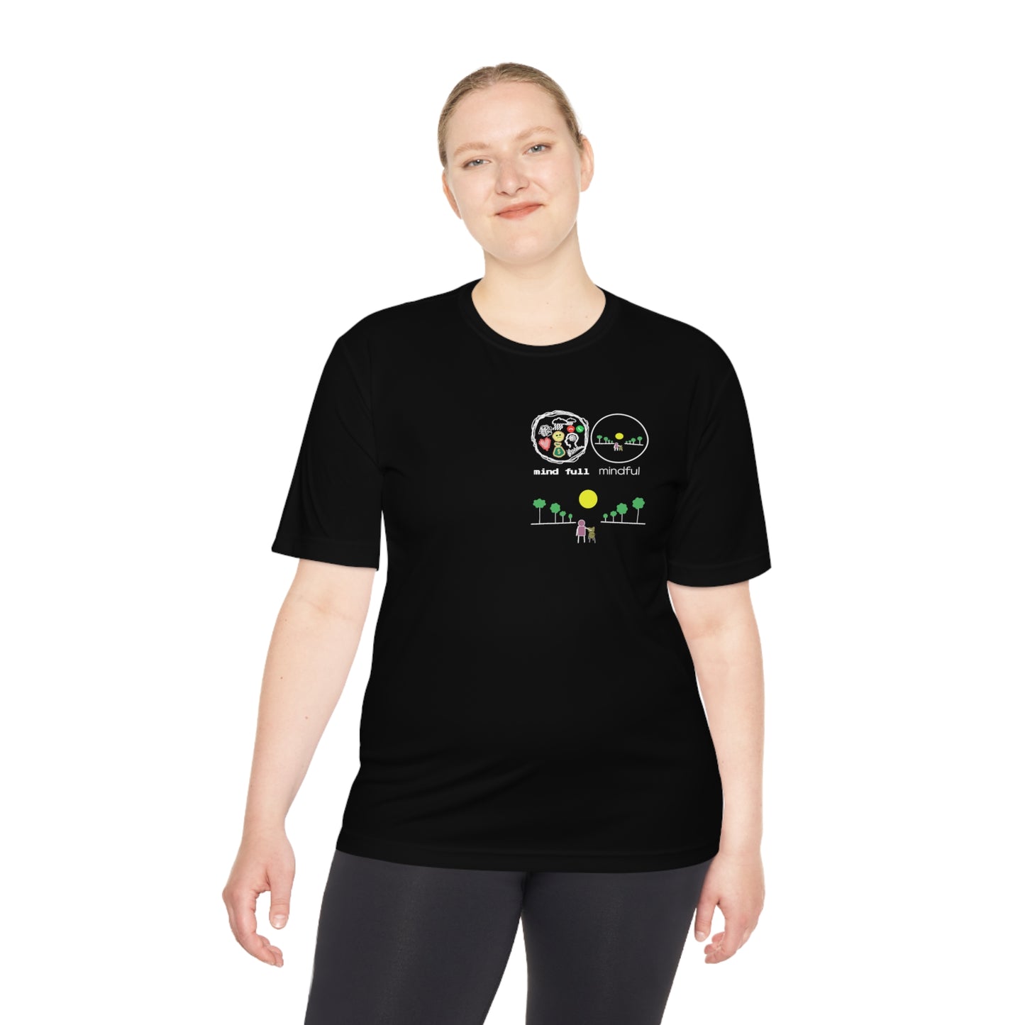 Athletic Moisture-Wicking Mindfulness T-Shirt – the perfect blend of performance and peace. This innovative t-shirt is designed for those who seek to stay active while embracing mindfulness.