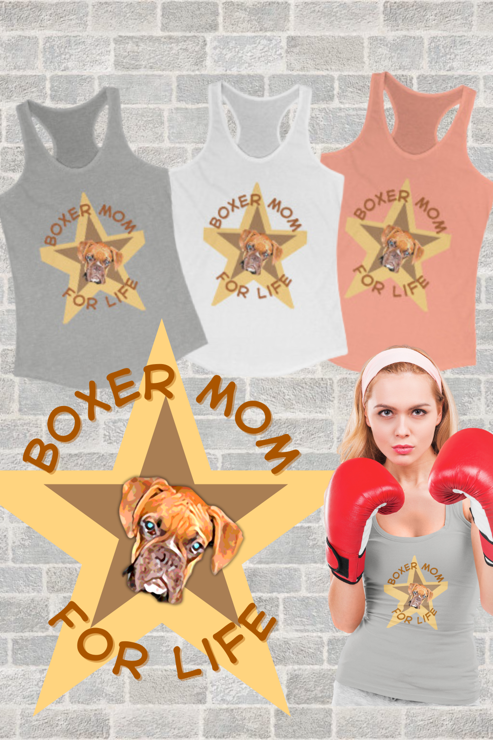 Boxer Mom Tank Top - Racerback for women, Mothers Day Gift, Boxer Dog Lover, Summer Tank Top - Women's Ideal Racerback Tank