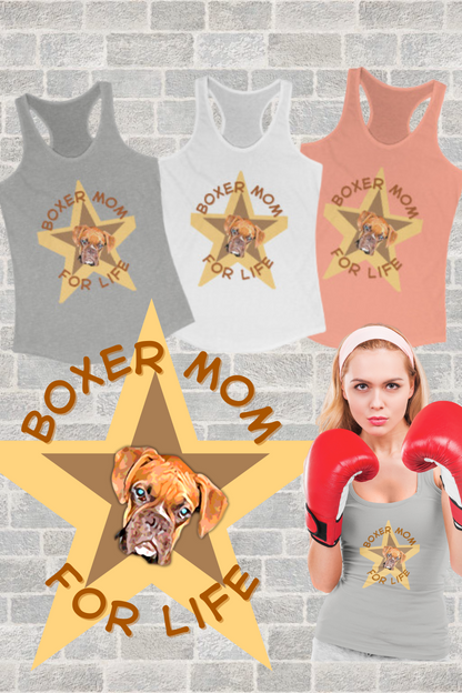 Boxer Mom Tank Top - Racerback for women, Mothers Day Gift, Boxer Dog Lover, Summer Tank Top - Women's Ideal Racerback Tank