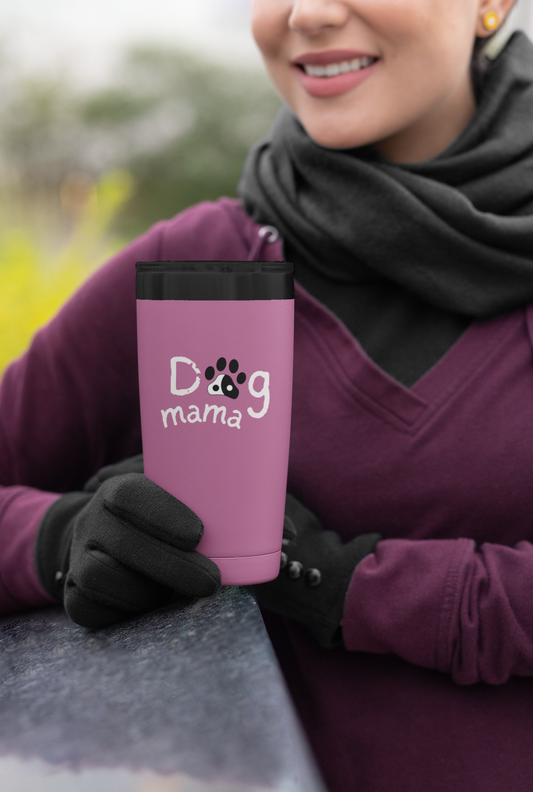 15 oz Dog Mama - Stainless Steel Coffee Travel Mug. Dog mom gift idea for dog lover.