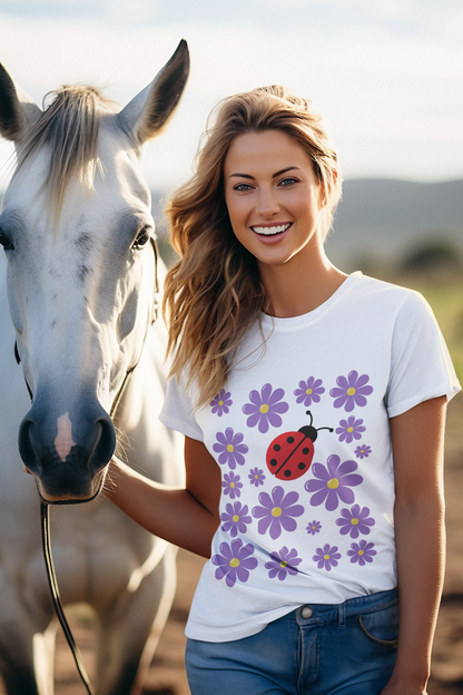 Ladybug, flowers, Women's Softstyle Tee