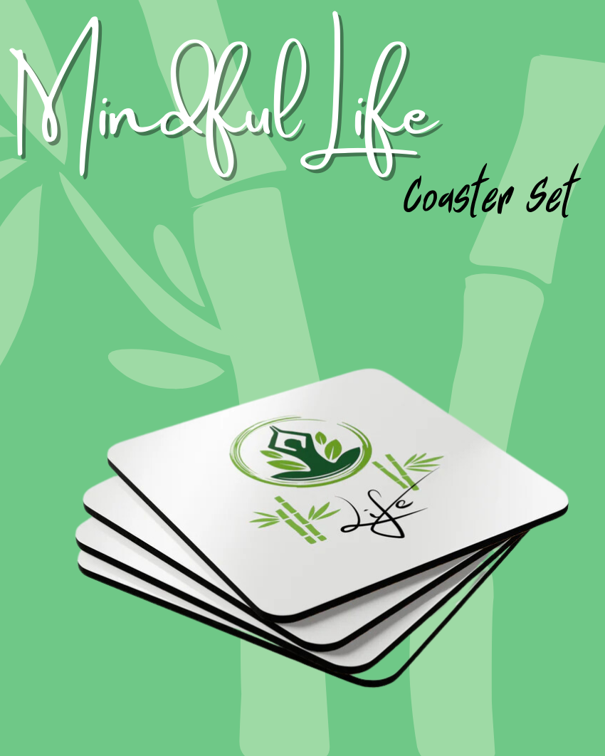 Our Mindful Life Coaster Set is more than just a place to rest your drink, it's a reminder to pause. Mindful Life Corkwood Coaster Set