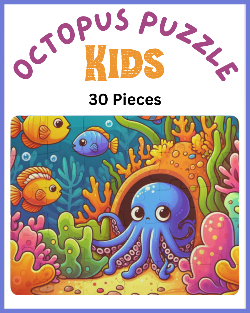 Kids' Puzzle, 30-Piece - Octopus Hiding, Colorful Fish and Reef