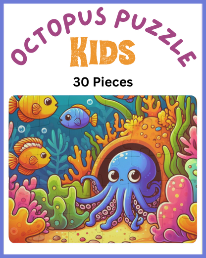 Kids' Puzzle, 30-Piece - Octopus Hiding, Colorful Fish and Reef