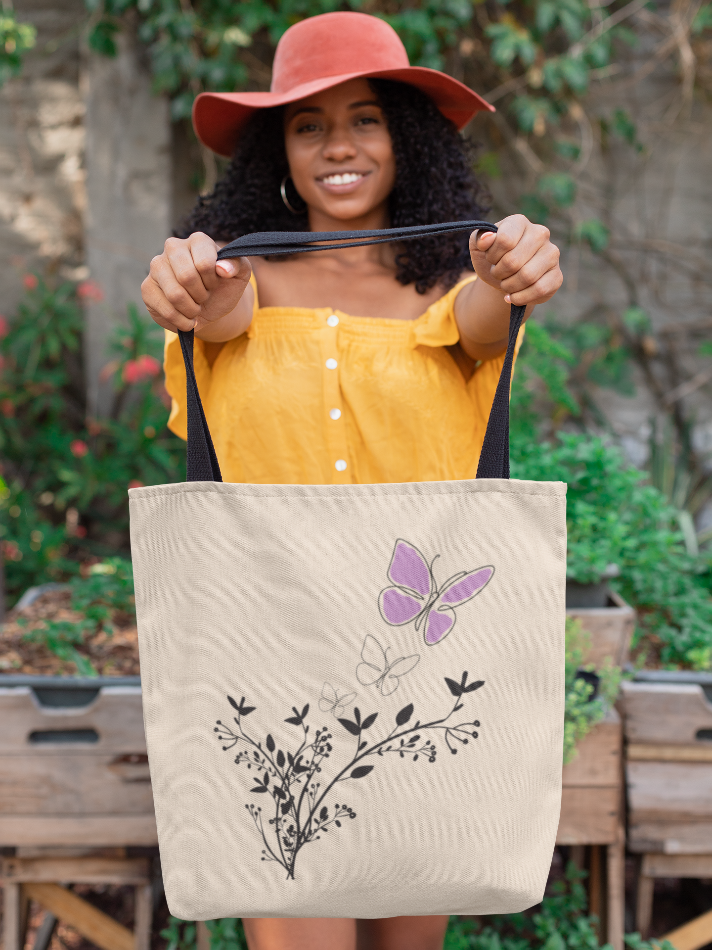 2 Sizes of Purple Butterfly Tote Bag - 2 Cute Tote Bags You'll Love. Zippered top, Phone Pocket