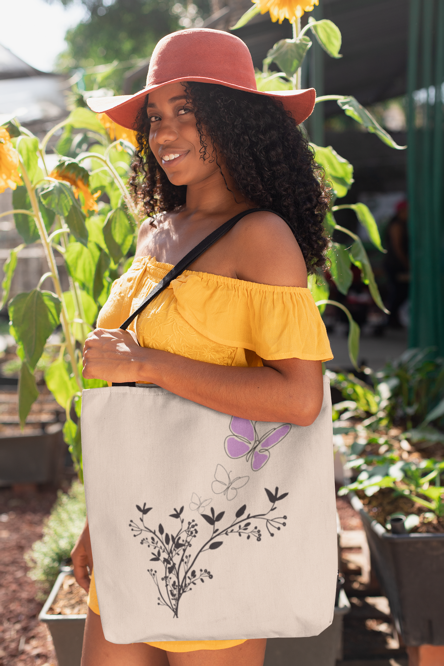 2 Sizes of Purple Butterfly Tote Bag - 2 Cute Tote Bags You'll Love. Zippered top, Phone Pocket